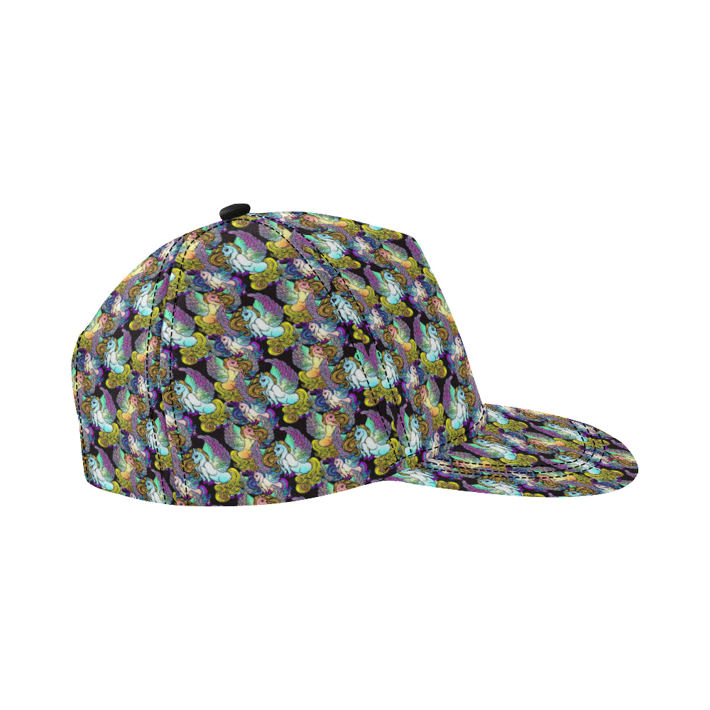 Unicorn With Wings Print Pattern Snapback Cap