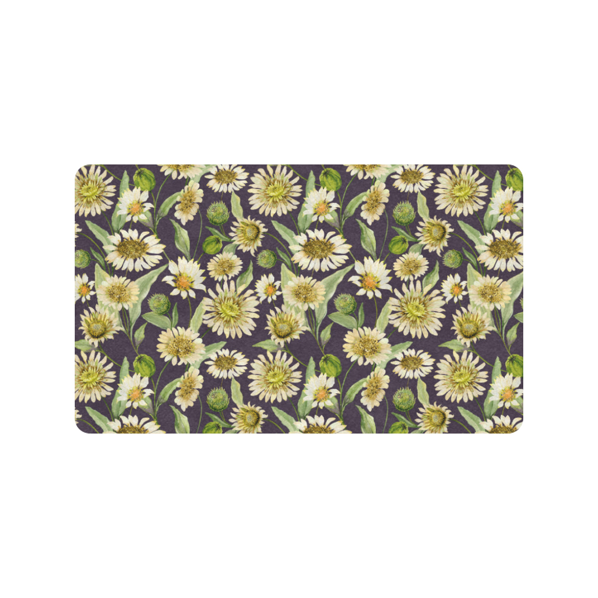 Daisy Vintage Print Pattern Rubber Doormat