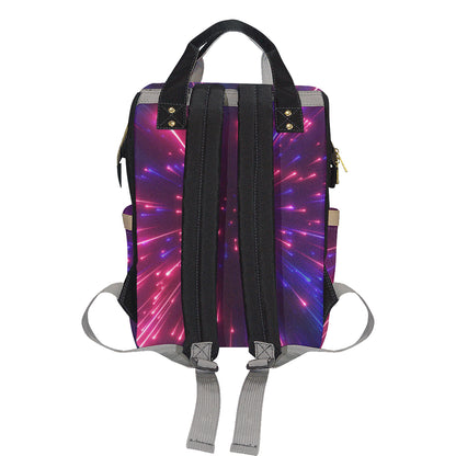 Celestial Purple Blue Neon Speed Light Diaper Bag Backpack