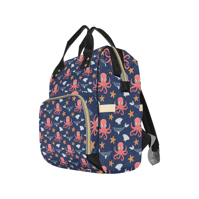 Octopus Pattern Print Design A04 Diaper Bag Backpack