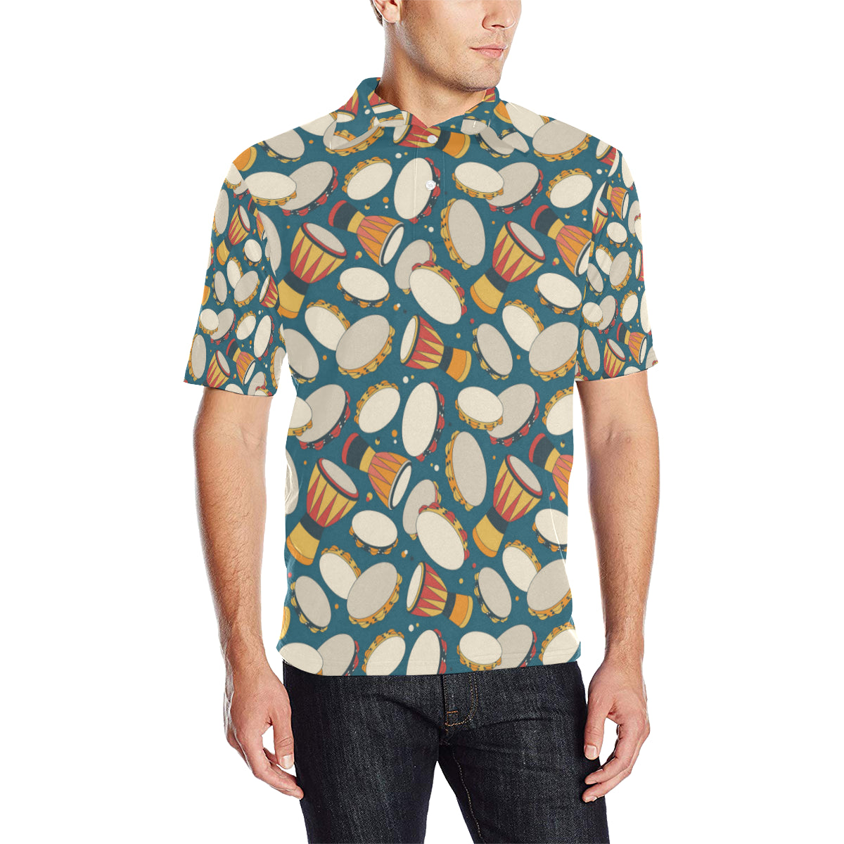 Tambourine Pattern Print Design 01 Men Polo Shirt