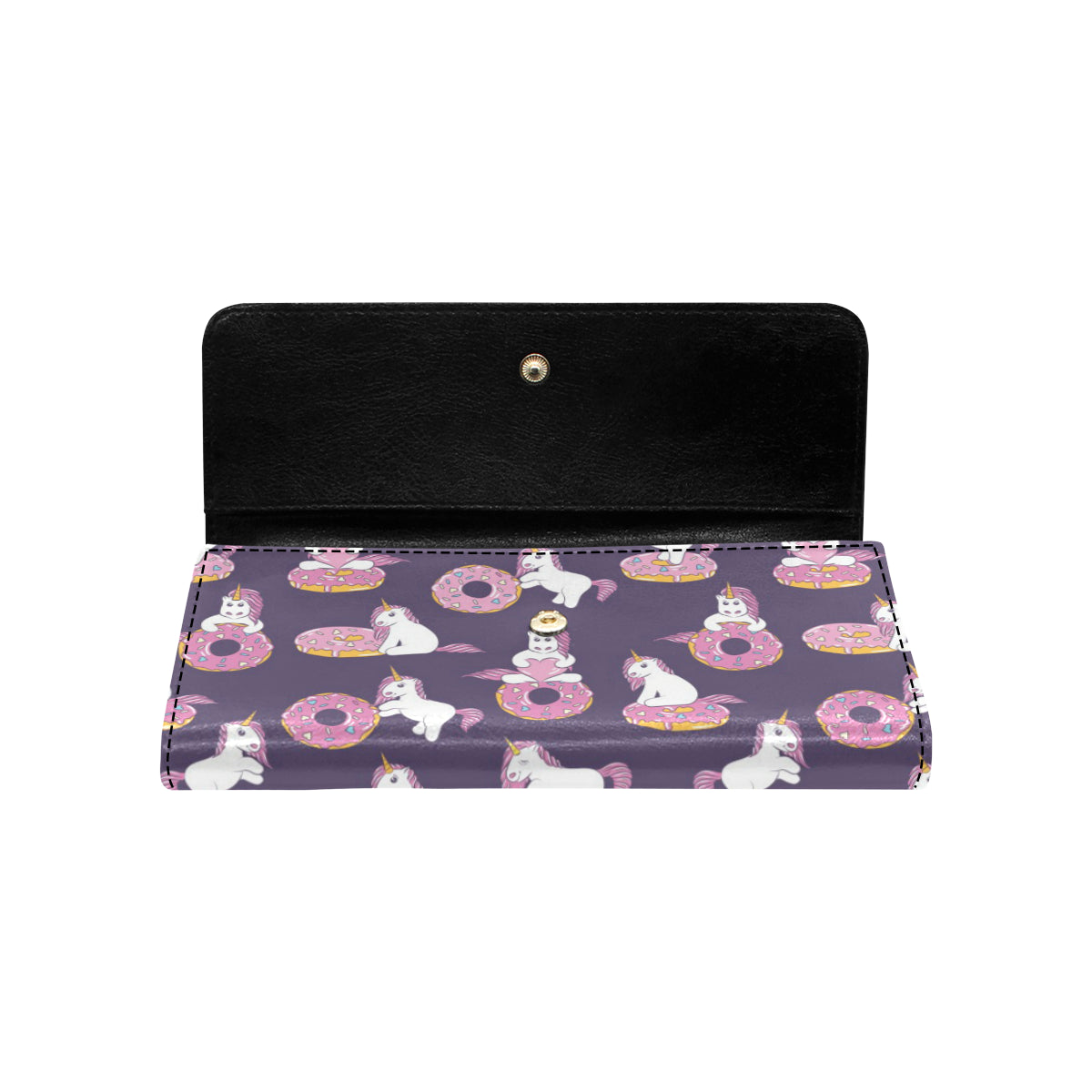 Donut Unicorn Pattern Print Design DN011 Women's Trifold Wallet