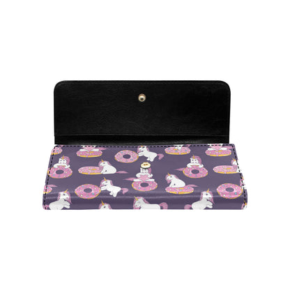 Donut Unicorn Pattern Print Design DN011 Women's Trifold Wallet