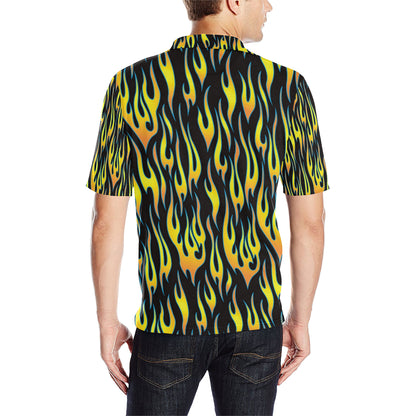 Flame Fire Yellow Pattern Men Polo Shirt