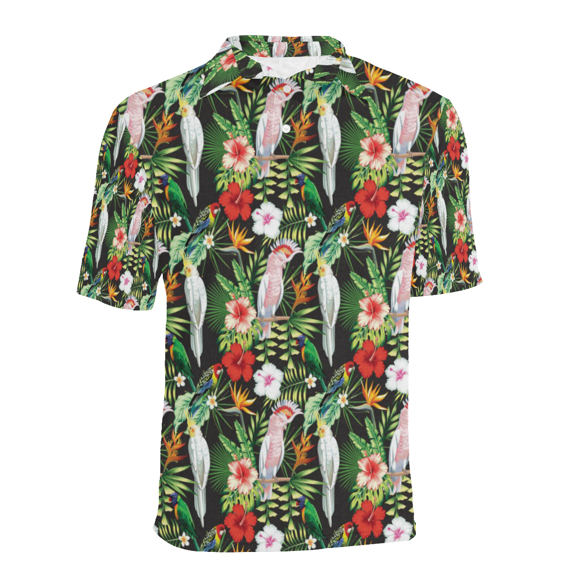 Tropical Flower Pattern Print Design TF03 Men Polo Shirt