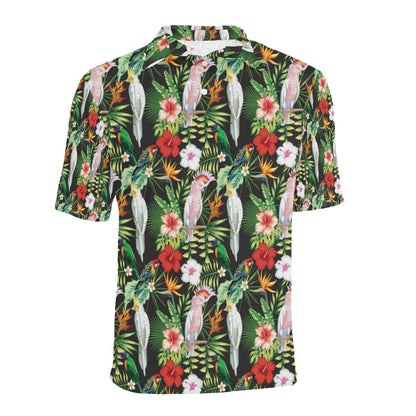 Tropical Flower Pattern Print Design TF03 Men Polo Shirt