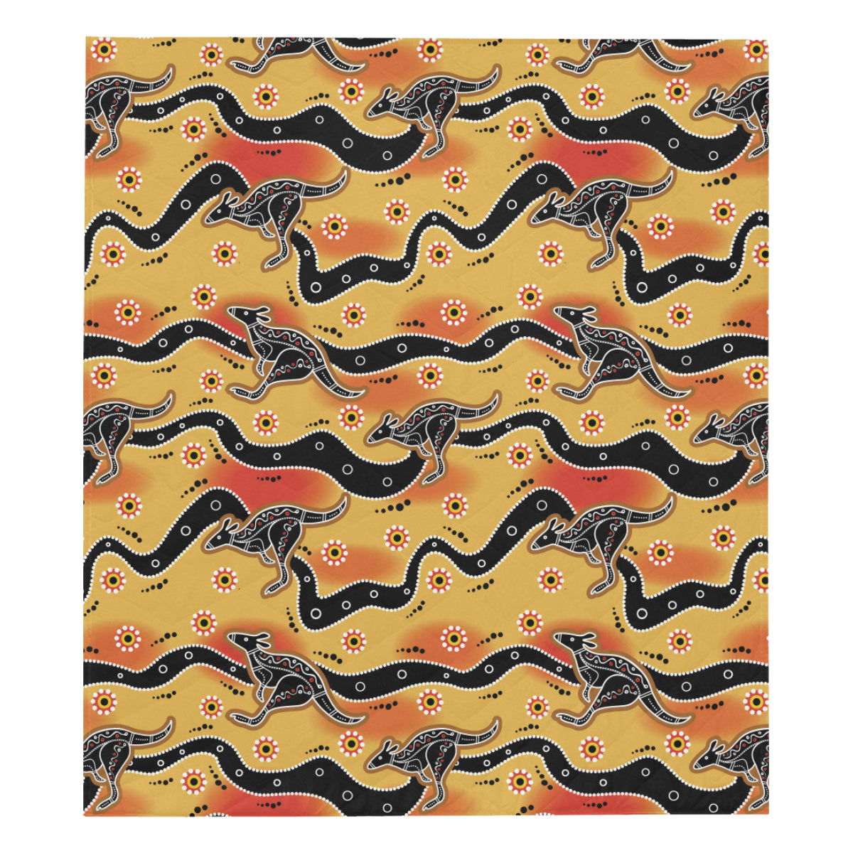 Kangaroos Aboriginal  Pattern Print Design 06 Premium Quilt