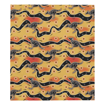 Kangaroos Aboriginal  Pattern Print Design 06 Premium Quilt