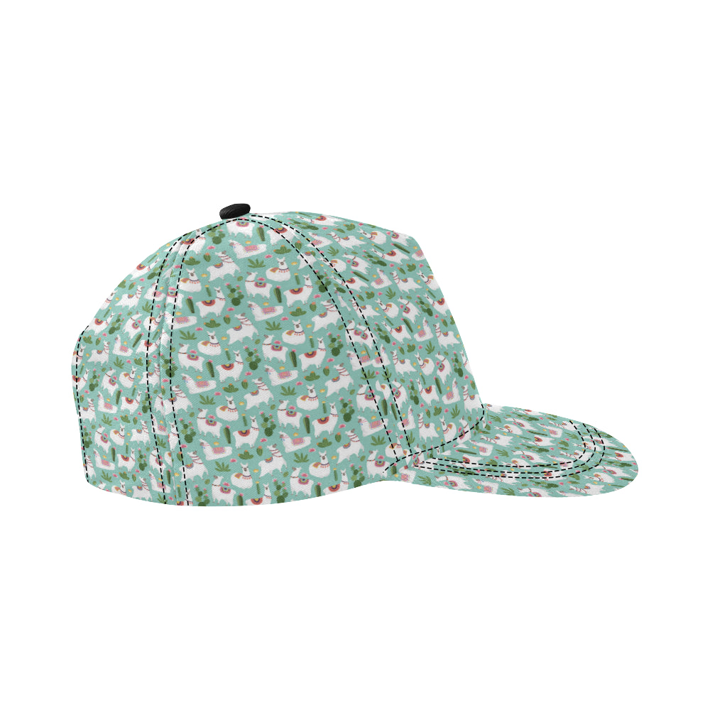 Llama with Cactus Themed Print Snapback Cap