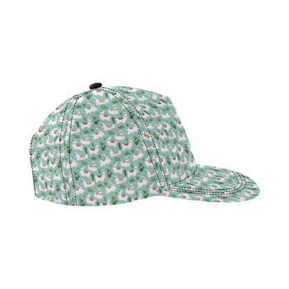 Llama with Cactus Themed Print Snapback Cap