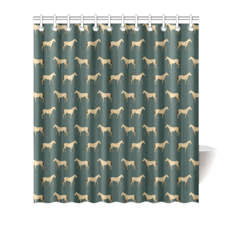 Horse Classic Themed Pattern Print Shower Curtain