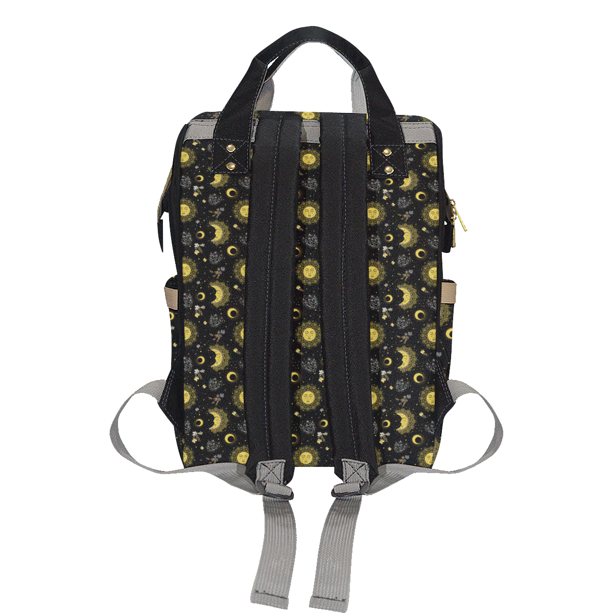 Sun Moon Golden Design Themed Print Diaper Bag Backpack