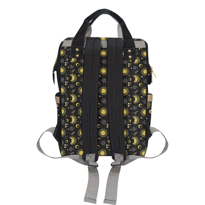 Sun Moon Golden Design Themed Print Diaper Bag Backpack