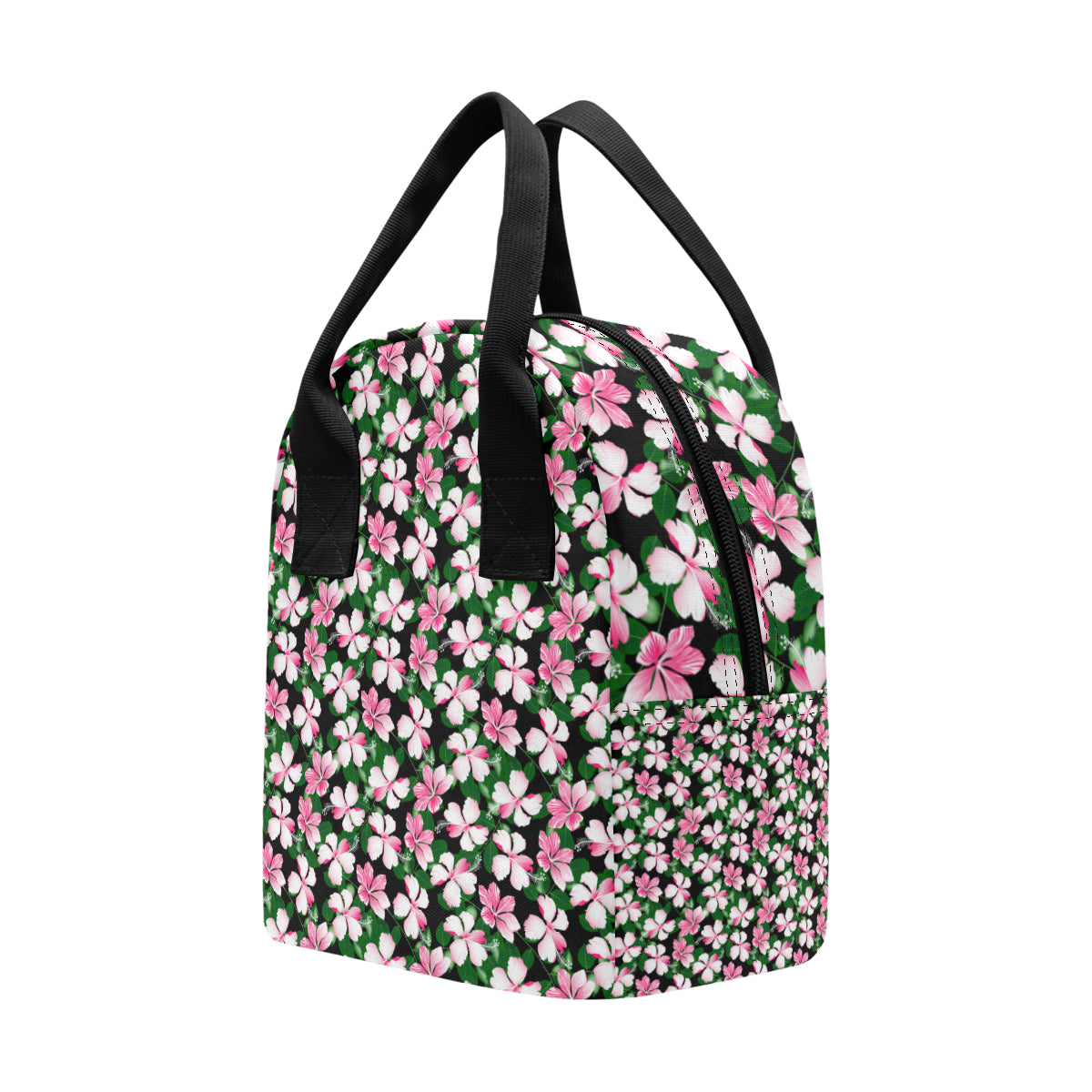 Hibiscus Pink Flower Hawaiian Print Insulated Lunch Bag