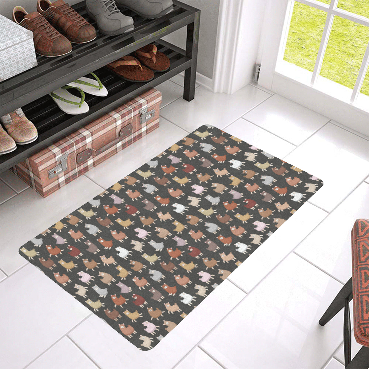 Alpaca Cute Design Themed Print Rubber Doormat