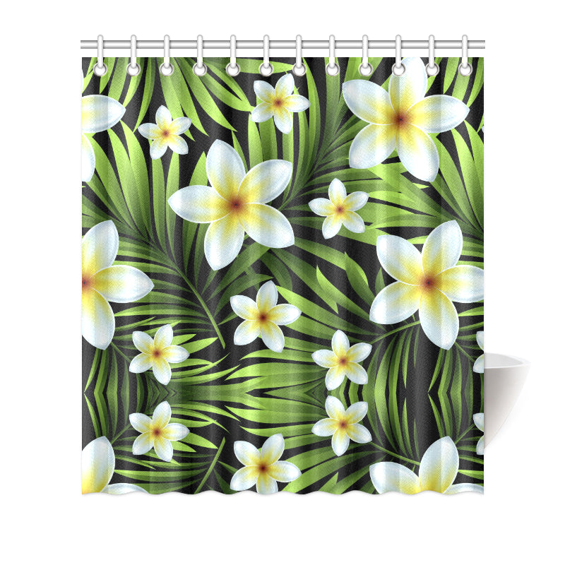 White Plumeria Pattern Print Design PM06 Shower Curtain