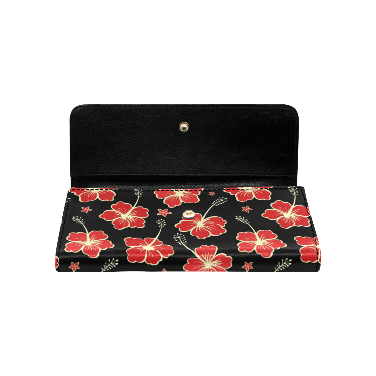 Red Hibiscus Pattern Print Design HB021 Women's Trifold Wallet