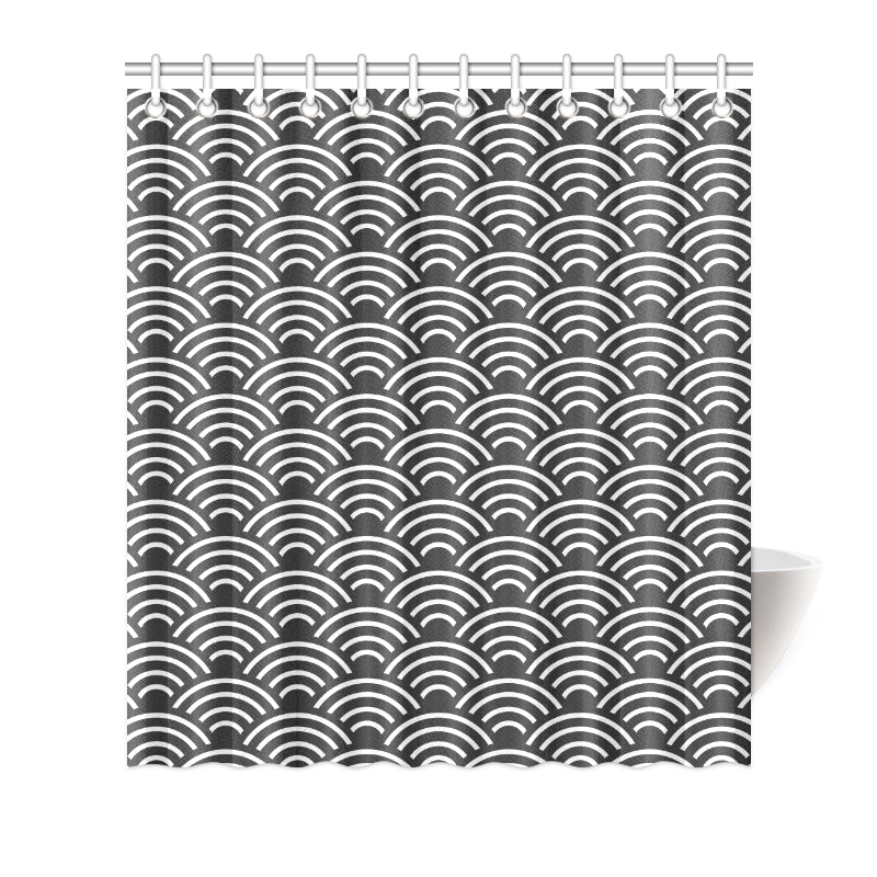 Scales Black White Pattern Print Design 03 Shower Curtain