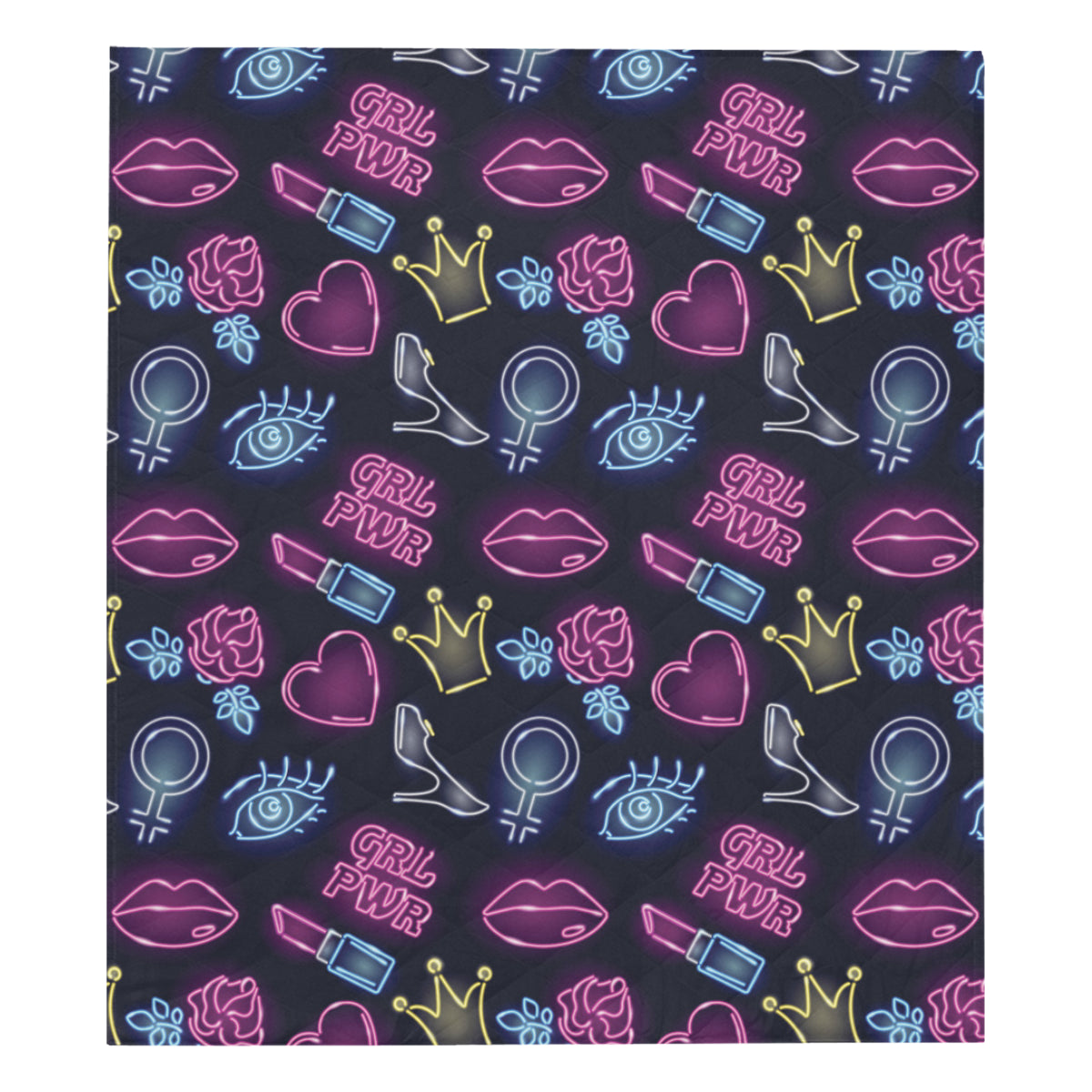 Lipstick Neon Pattern Print Design 02 Premium Quilt