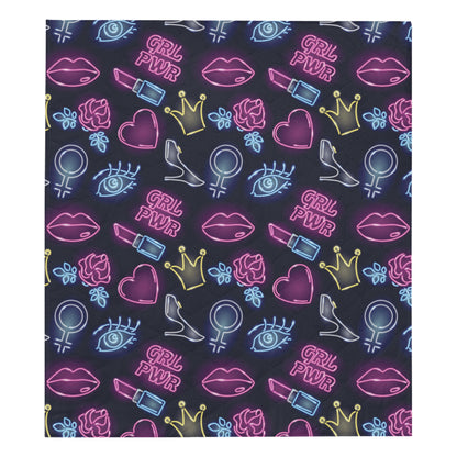 Lipstick Neon Pattern Print Design 02 Premium Quilt