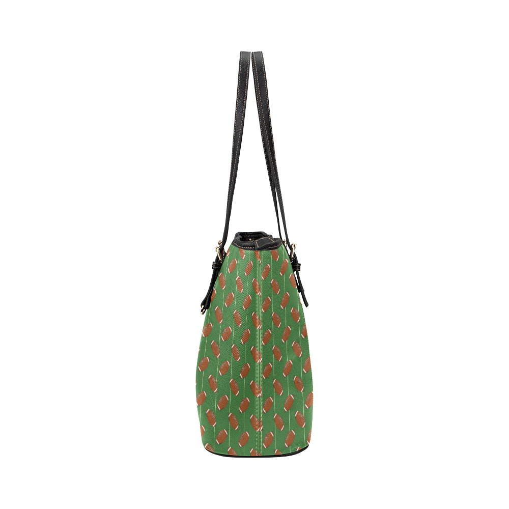 American Football on Field Themed Leather Tote Bag