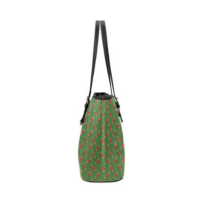 American Football on Field Themed Leather Tote Bag