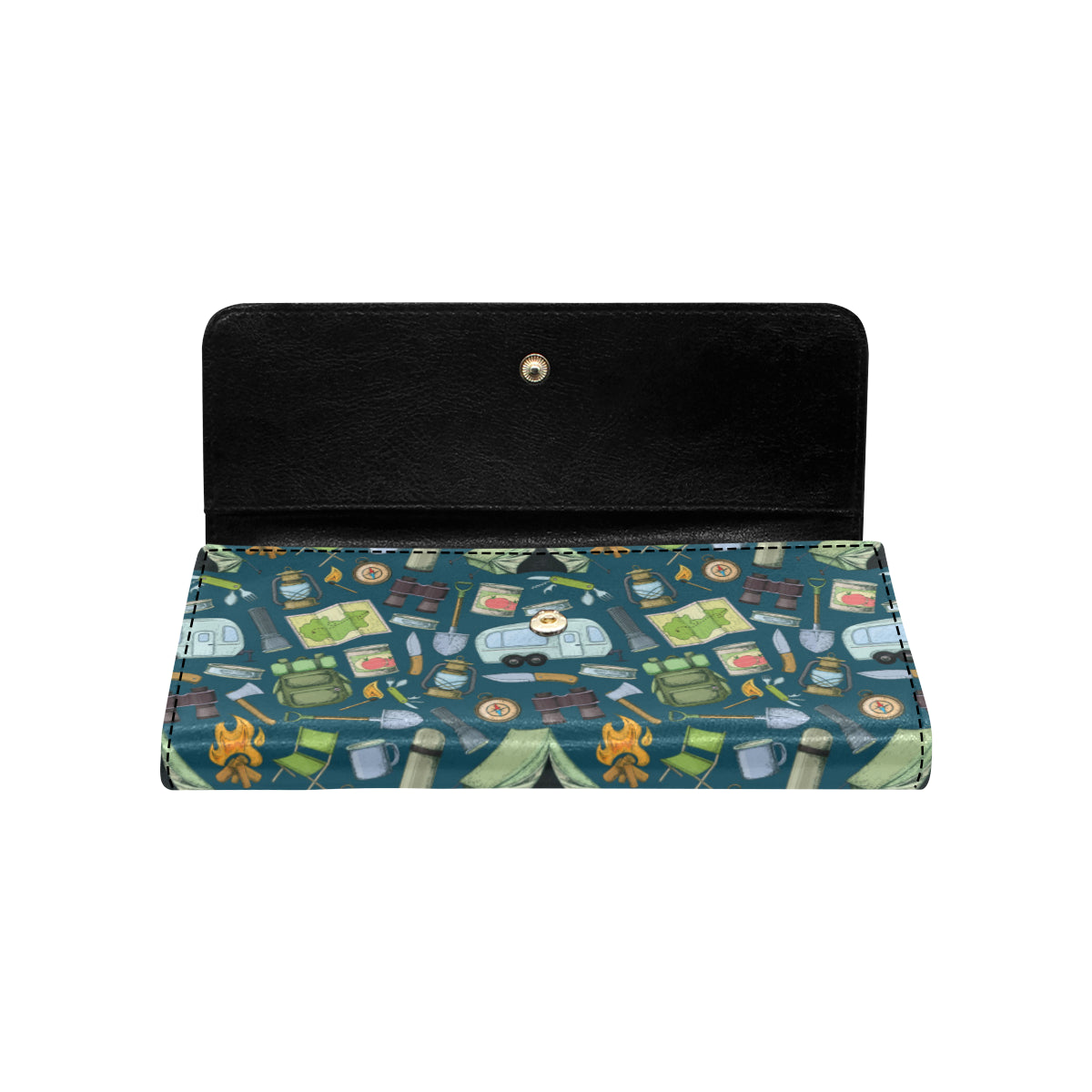 Camping Pattern Print Design 02 Women's Trifold Wallet