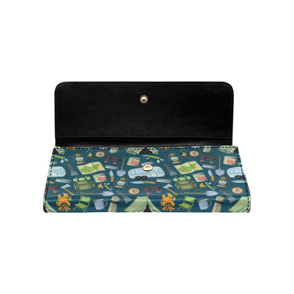 Camping Pattern Print Design 02 Women's Trifold Wallet