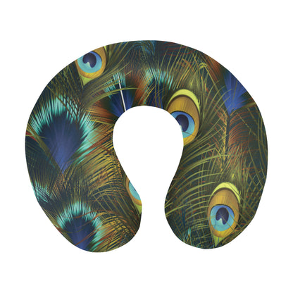Peacock Feather Pattern Print Design A03 U-Shaped Travel Neck Pillow