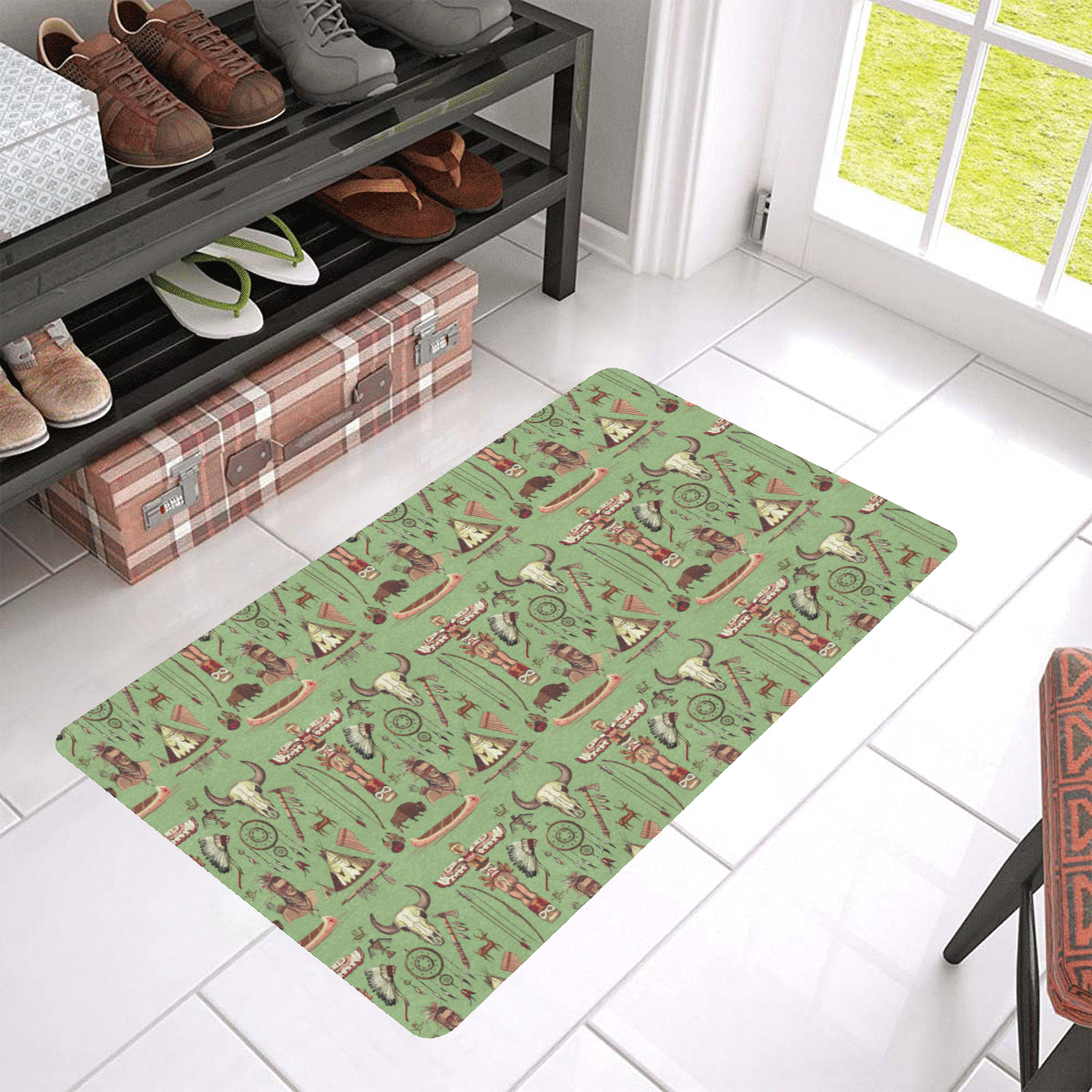 Native Indian Themed Design Print Rubber Doormat