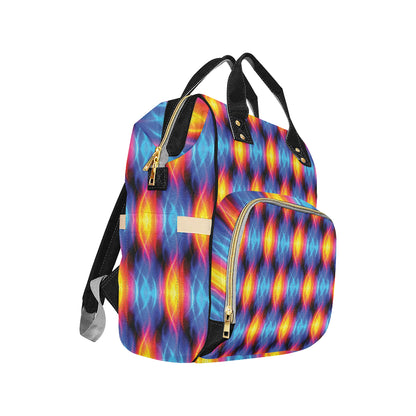Flame Fire Blue Design Print Diaper Bag Backpack