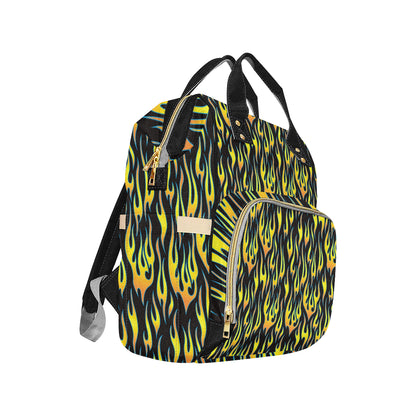 Flame Fire Yellow Pattern Diaper Bag Backpack