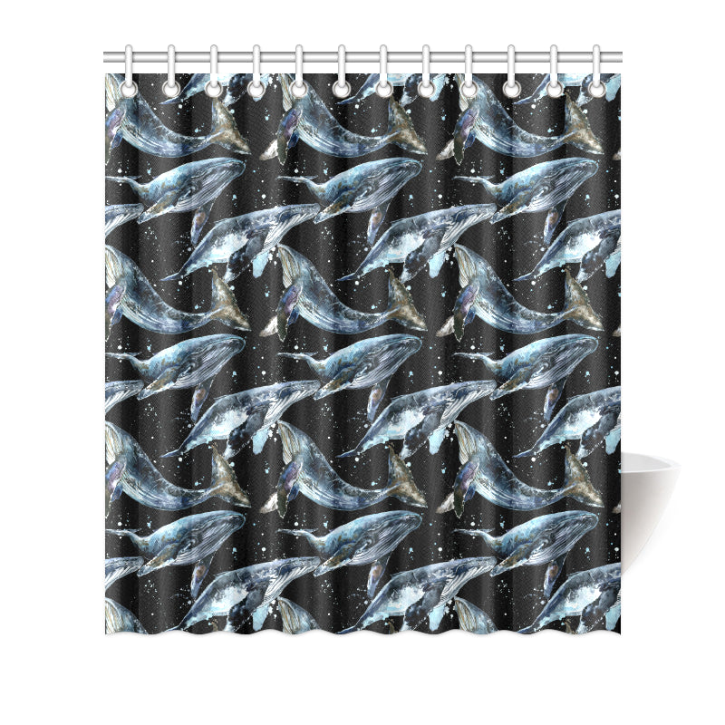 Humpback Whale Pattern Print Design 01 Shower Curtain