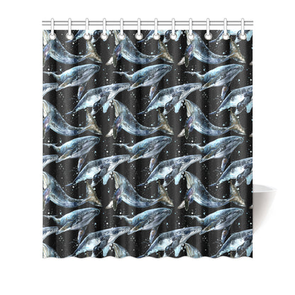 Humpback Whale Pattern Print Design 01 Shower Curtain
