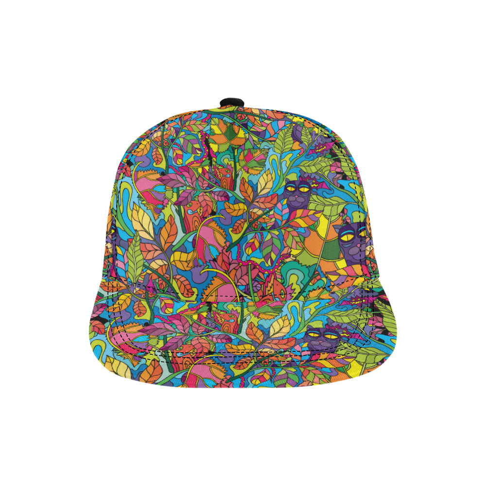 Psychedelic Trippy Flower Print Snapback Cap