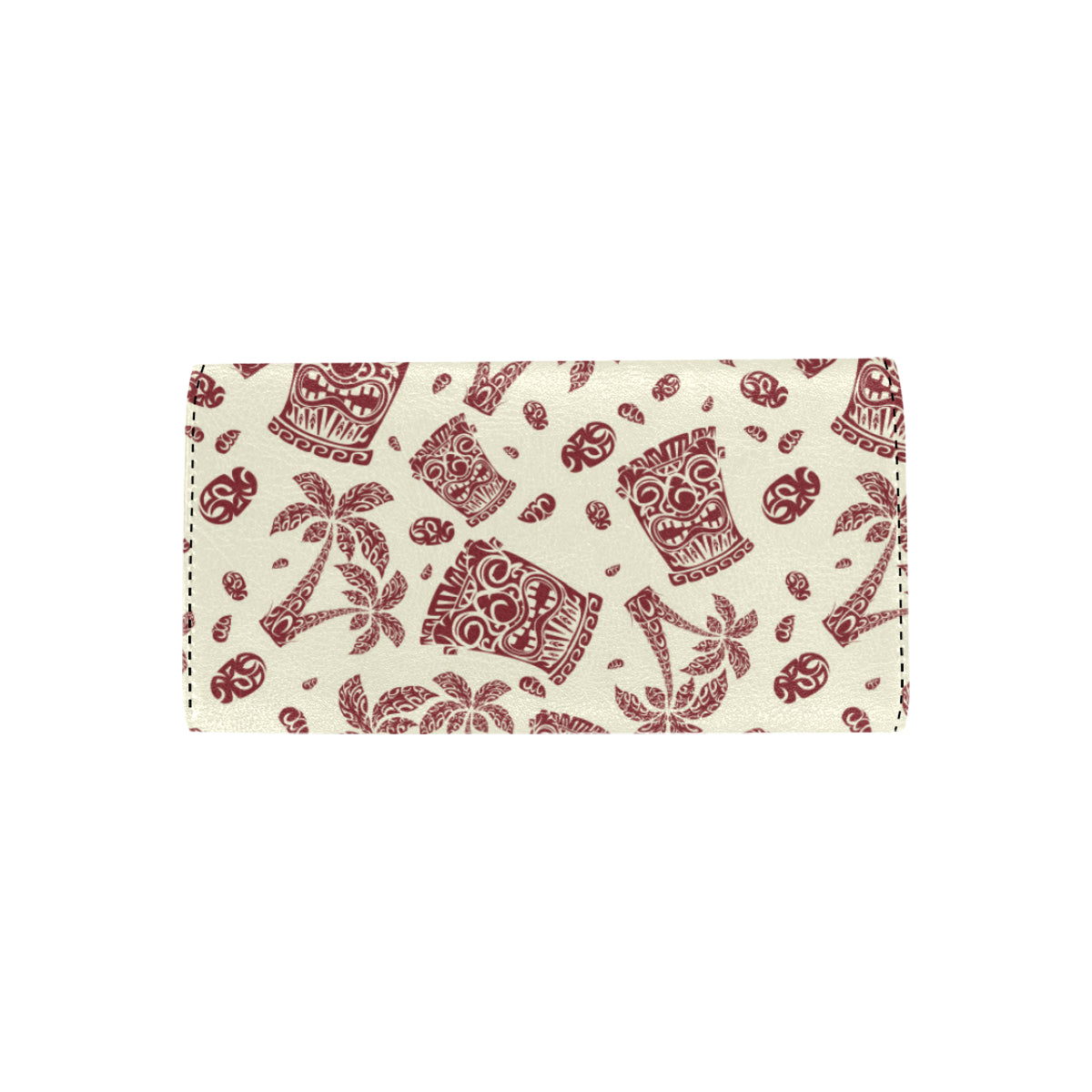 Tiki Tribal Mask Palm Tree Women's Trifold Wallet