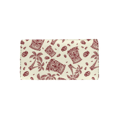 Tiki Tribal Mask Palm Tree Women's Trifold Wallet