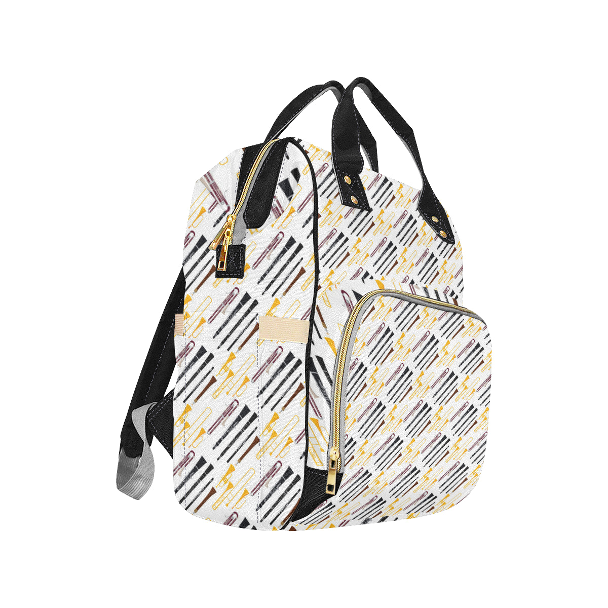 Clarinet Pattern Print Design 01 Diaper Bag Backpack