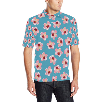 Cherry Blossom Pattern Print Design CB09 Men Polo Shirt
