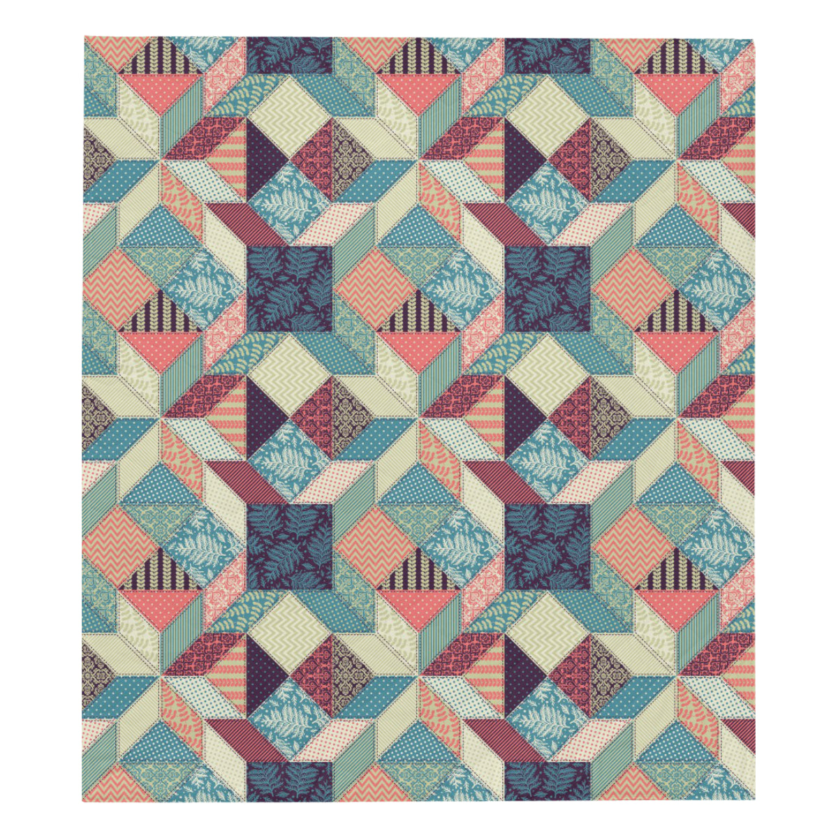 Patchwork Pattern Print Design 02 Premium Quilt