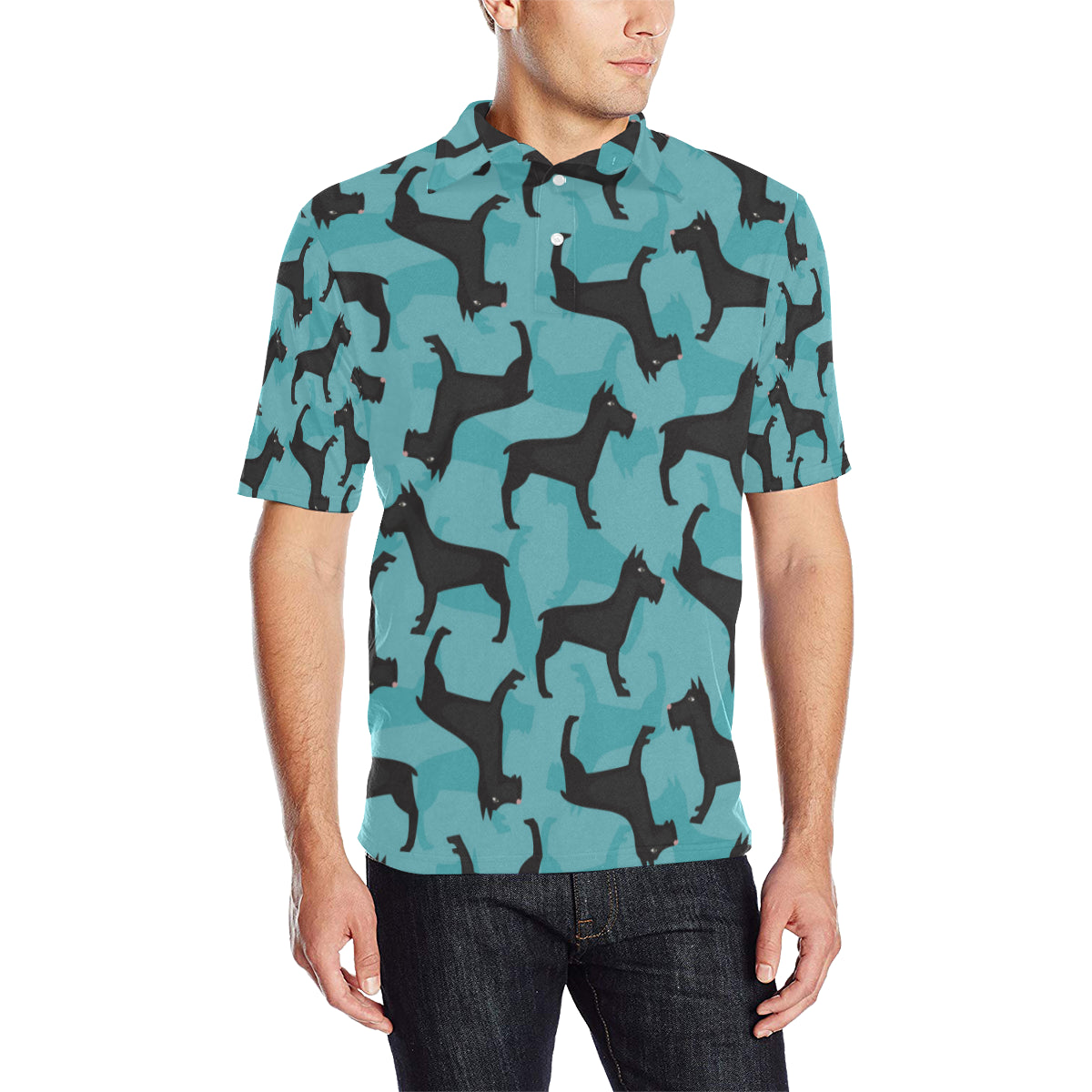 Schnauzers Pattern Print Design A01 Men Polo Shirt