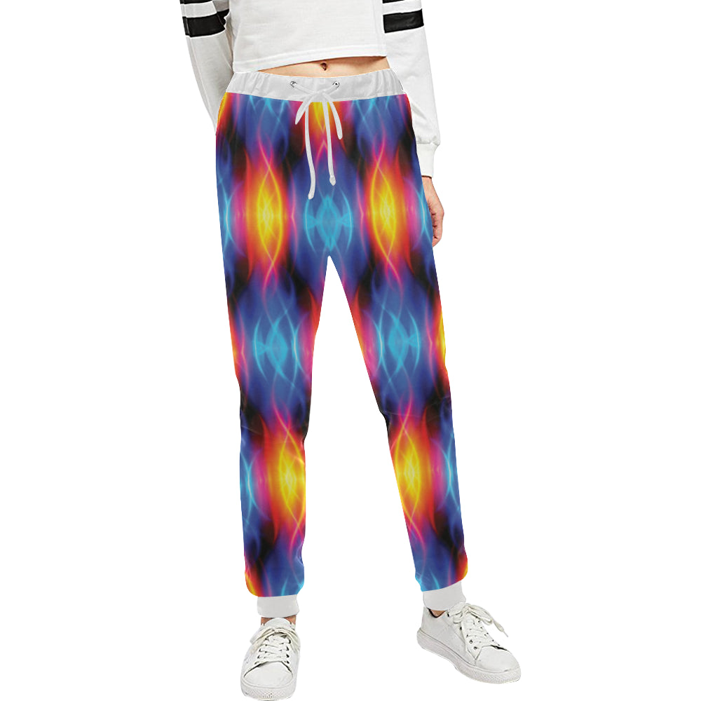Flame Fire Blue Design Print Unisex Sweatpants