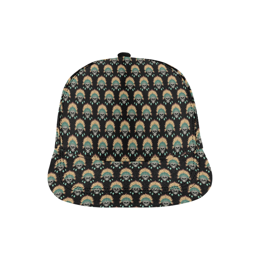 American indian Skull Pattern Snapback Cap