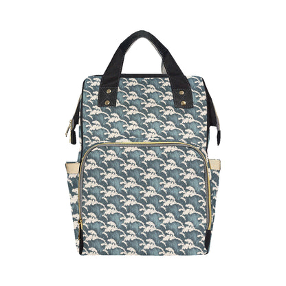 Wave Art Print Diaper Bag Backpack