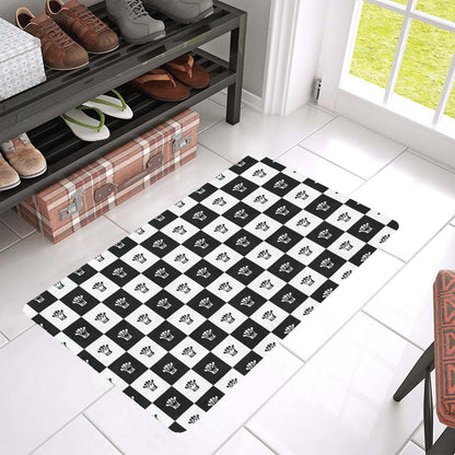 Checkered Flag Crown Pattern Rubber Doormat
