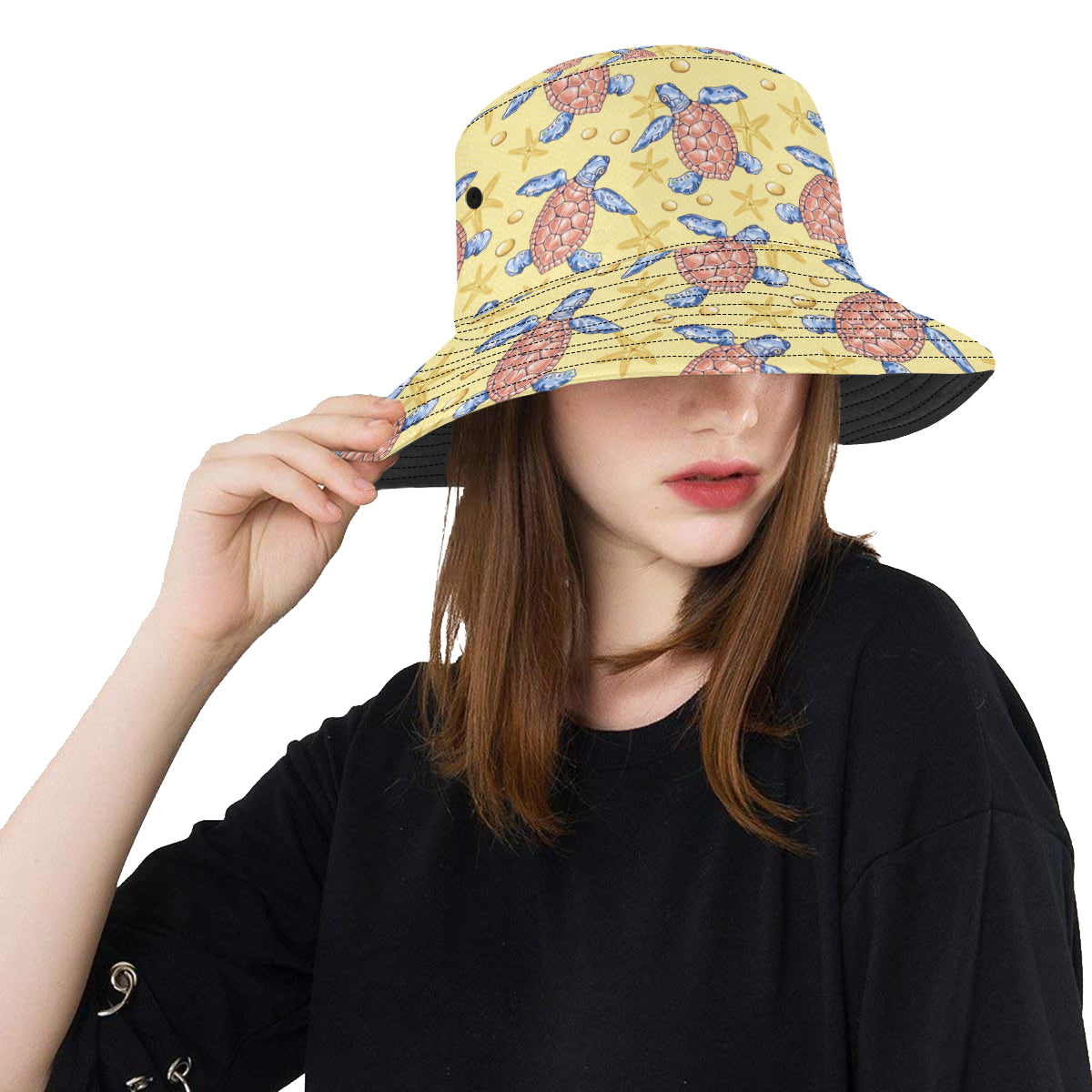 Sea Turtle Pattern Print Design T06 Unisex Bucket Hat
