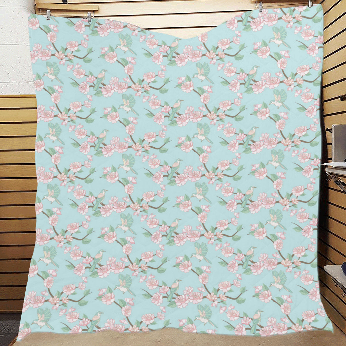 Cherry Blossom Pattern Print Design 02 Premium Quilt
