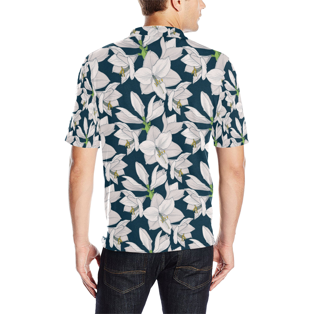 Amaryllis Pattern Print Design 01 Men Polo Shirt