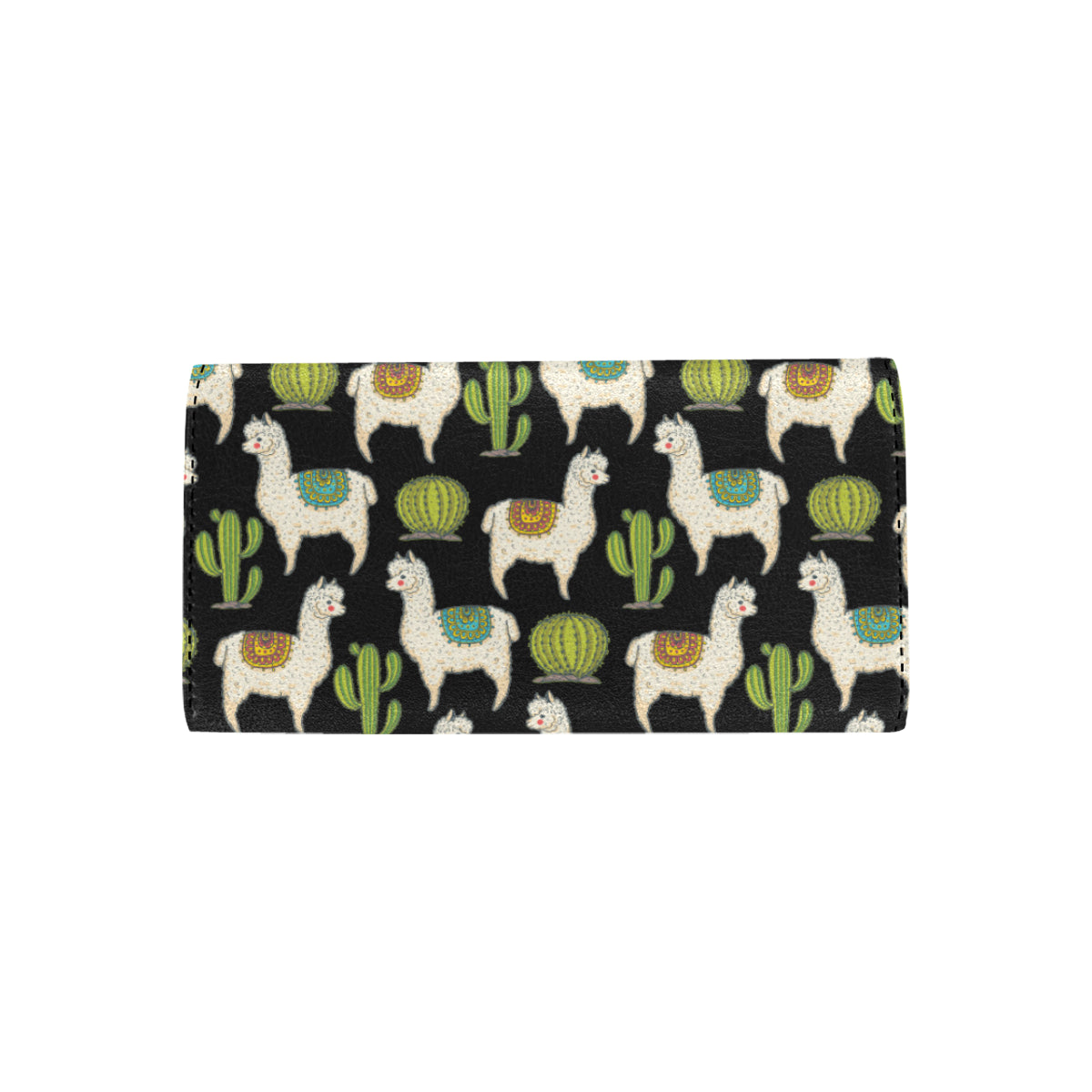 Alpaca Cactus Pattern Print Design 07 Women's Trifold Wallet