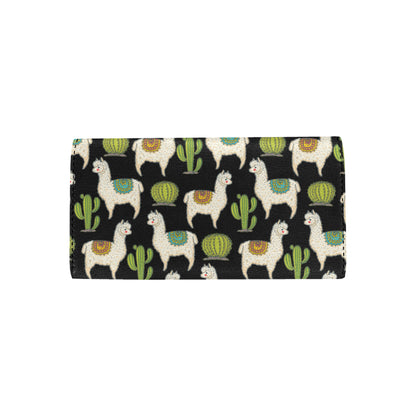 Alpaca Cactus Pattern Print Design 07 Women's Trifold Wallet